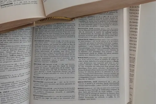 Page du dictionnaire ouverte sur les définitions de Rédacteur.trice, rédaction, rédactionnel.